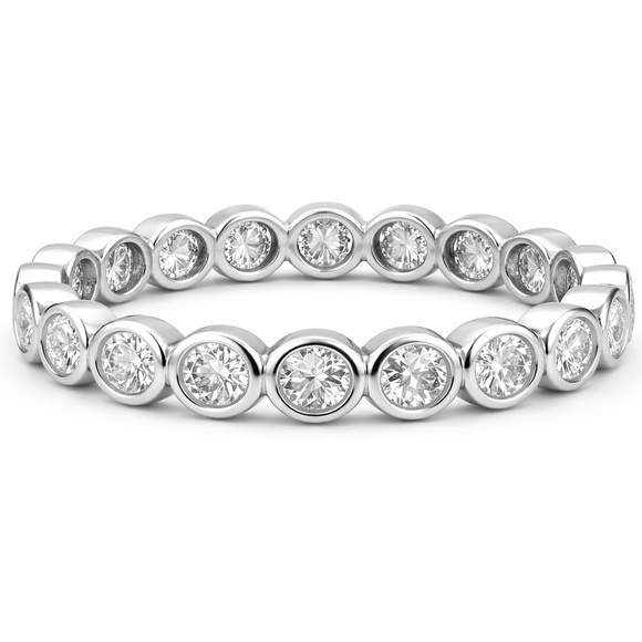 Venus and Vulcan Jewelry - 1.9 CT Moissanite Diamond Bezel Set Eternity Band